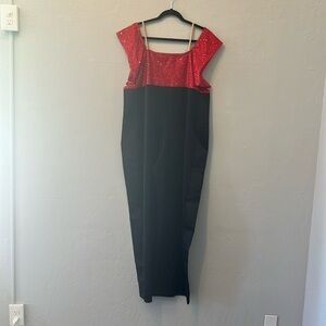 Plus size black and red wide leg costume jumpsuit